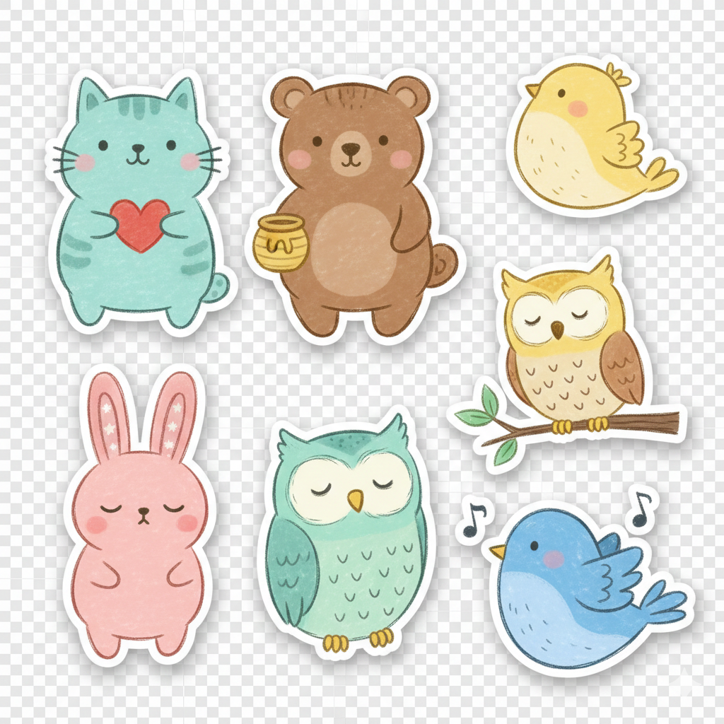 ゆるふわ動物シール